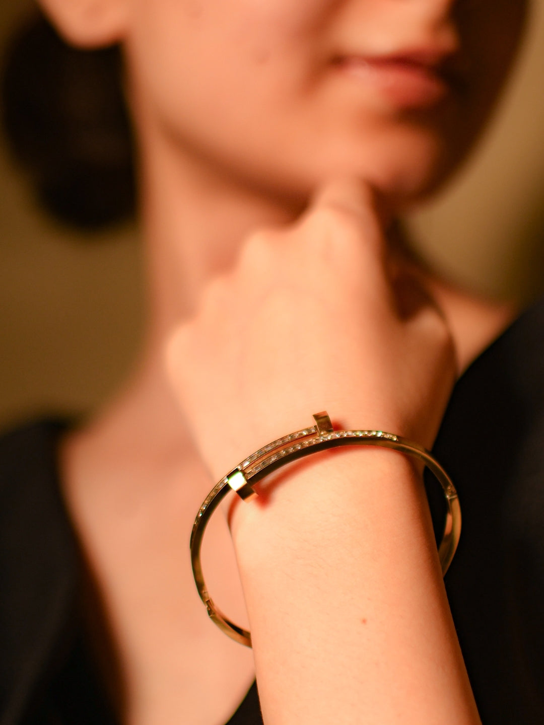 Luxe Nail Studded Bracelet β 18kt Gold Finish & AD Sparkle