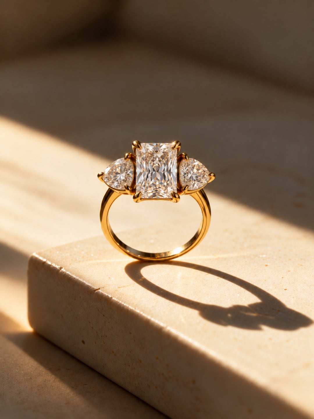 Twin Heart Pink & Clear Ring – 18K Gold Plated