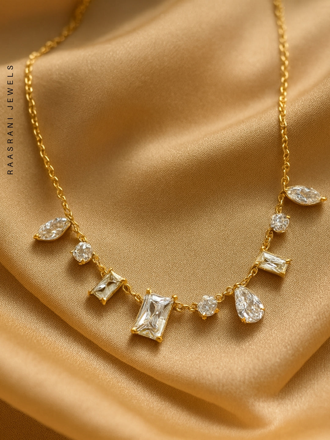 Brand Inspired Multi-Shaped AD Stone Neckpiece | 18k Gold Plated