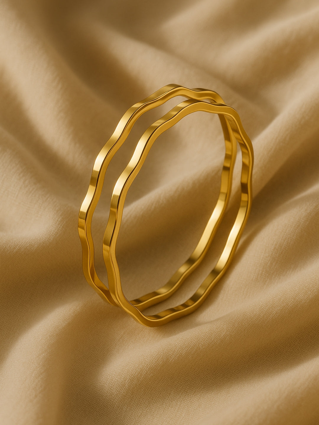 18K Gold Plated Wave Bangles – Anti-Tarnish, Skin Friendly, Water Resistant