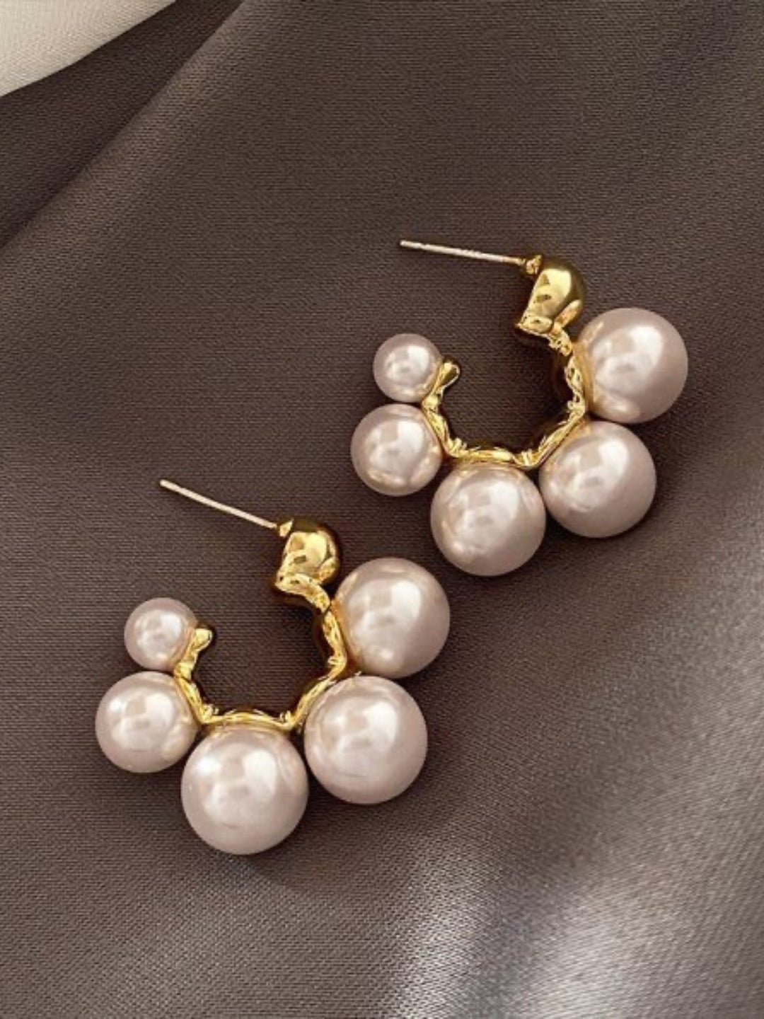 Elegant Gold Plated Pearl Half Hoop Earrings for Women