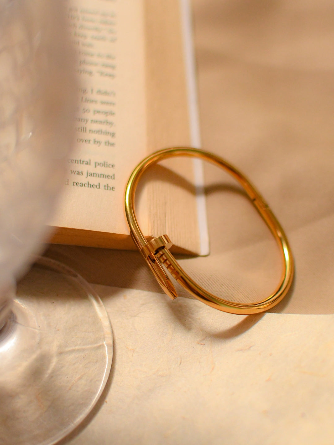 18K Gold Nail Bangle | Anti-Tarnish Stainless Steel Bracelet