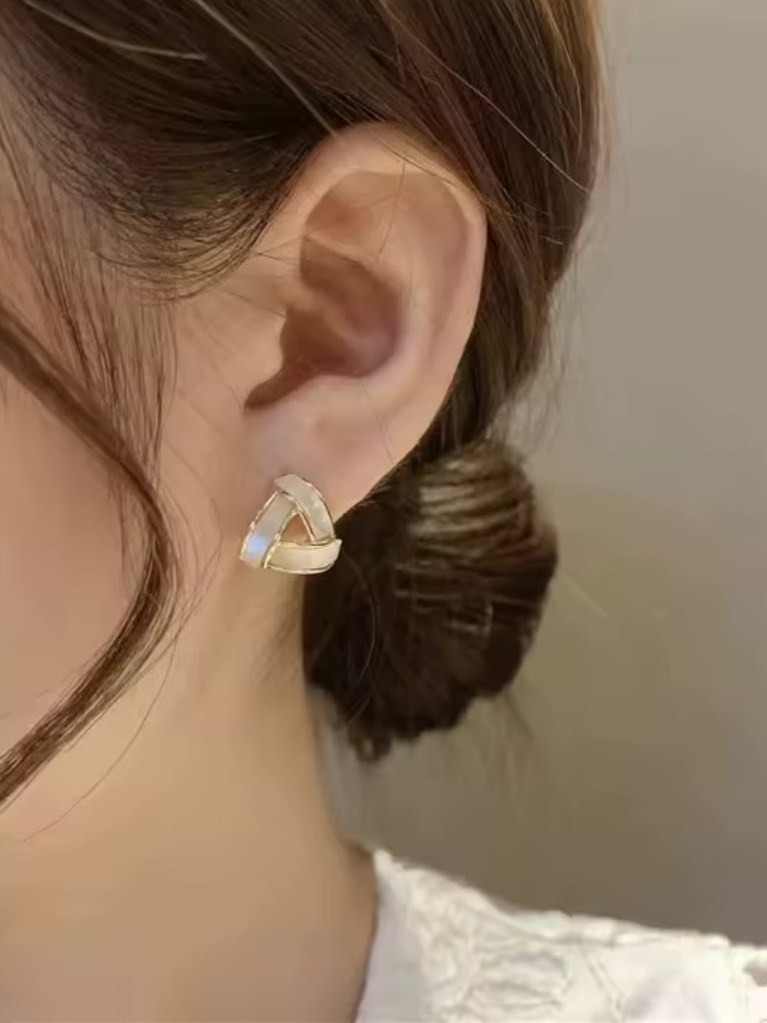 Gold Triangle Enamel Stud Earrings | Fashion Jewelry for Women