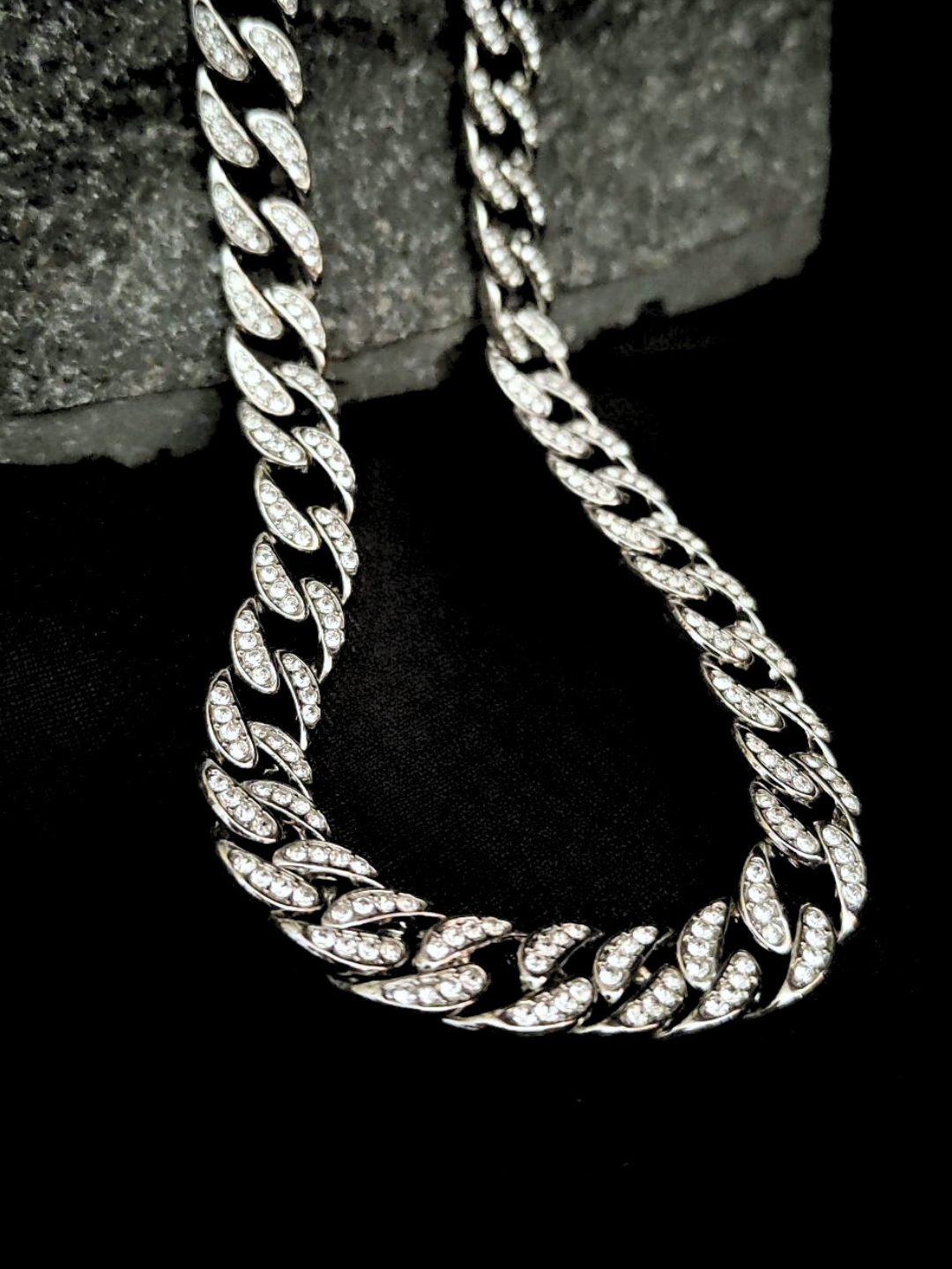 Iced Out Single-line Studded Cuban Chain