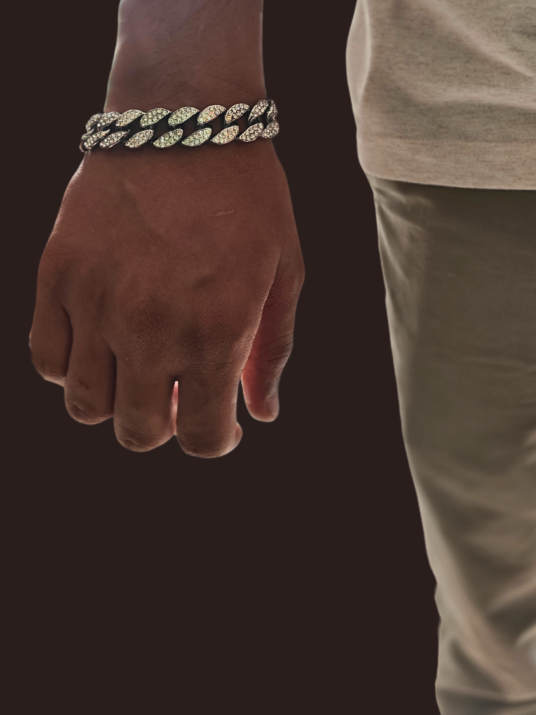Iced Out Double-line Studded Cuban Bracelet