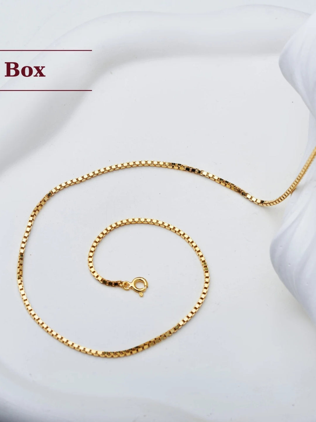 Slim 18K Gold Box Chain – Anti-Tarnish Everyday Necklace