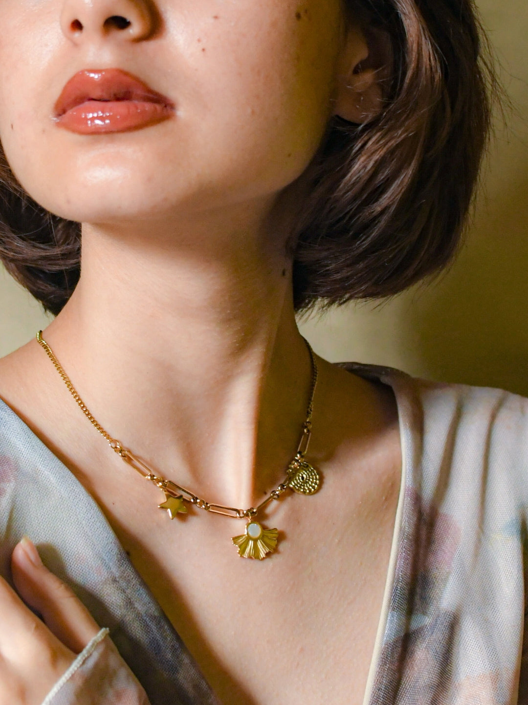 Shell Charms Gold Neckpiece – Anti-Tarnish, Adjustable, Waterproof