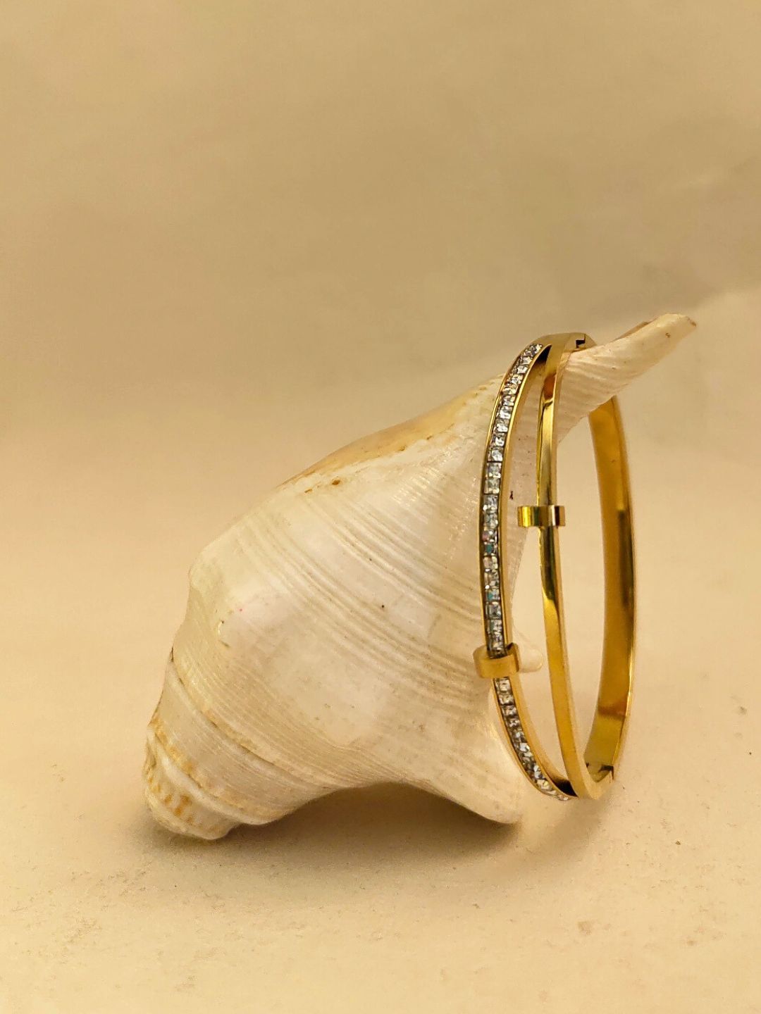 Double Line Studded Bracelet – 18K Gold Plated with Premium AD Stone