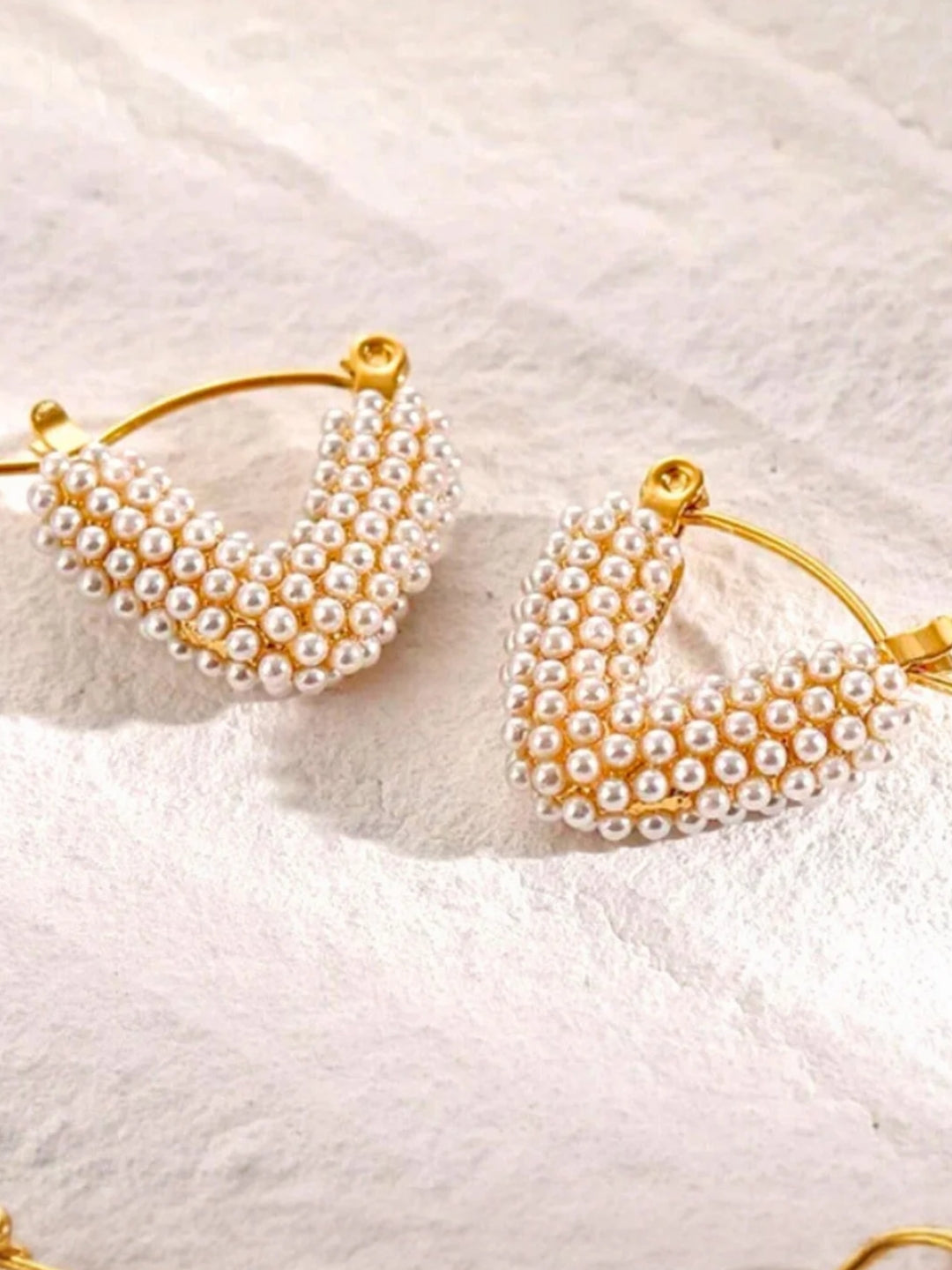 Gold Pearl Heart Hoop Earrings – Trendy Fashion Jewelry