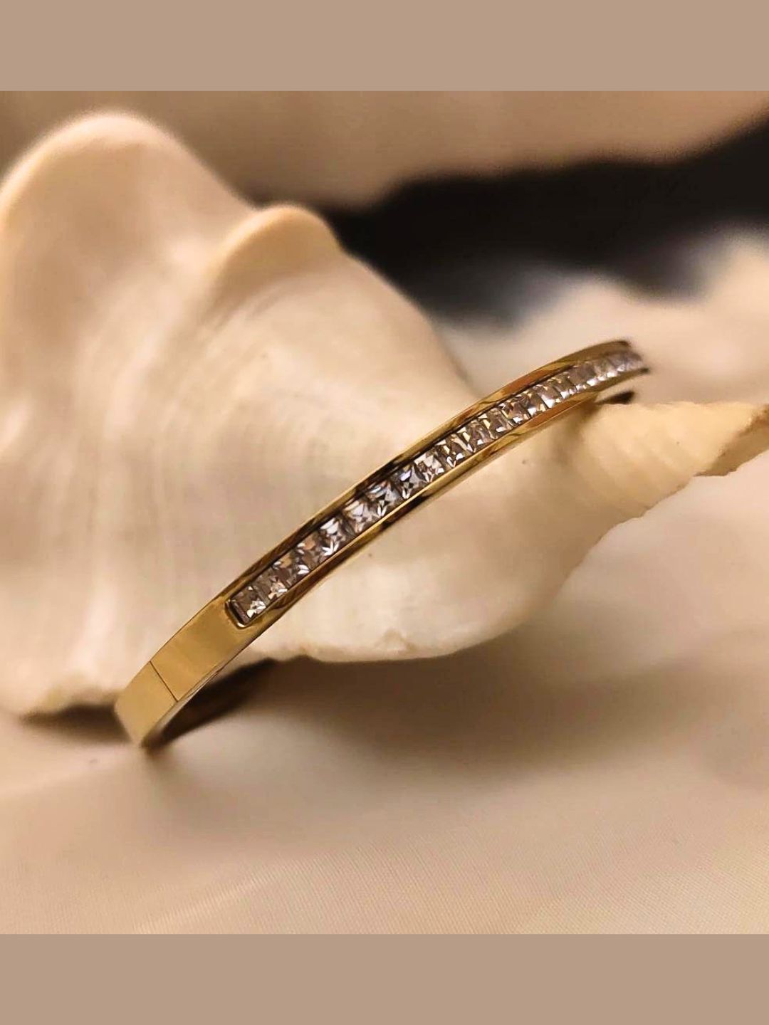 Elegant AD Studded Bracelet – 316L Stainless Steel | Gold Finish