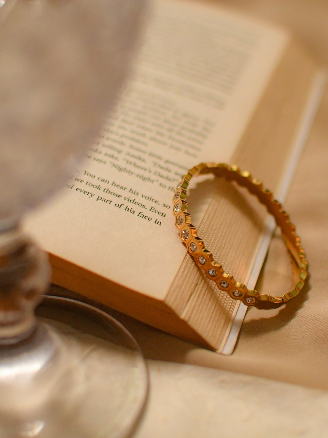 18K Gold Hexagon CZ Bracelet for Small Wrist – Anti-Tarnish