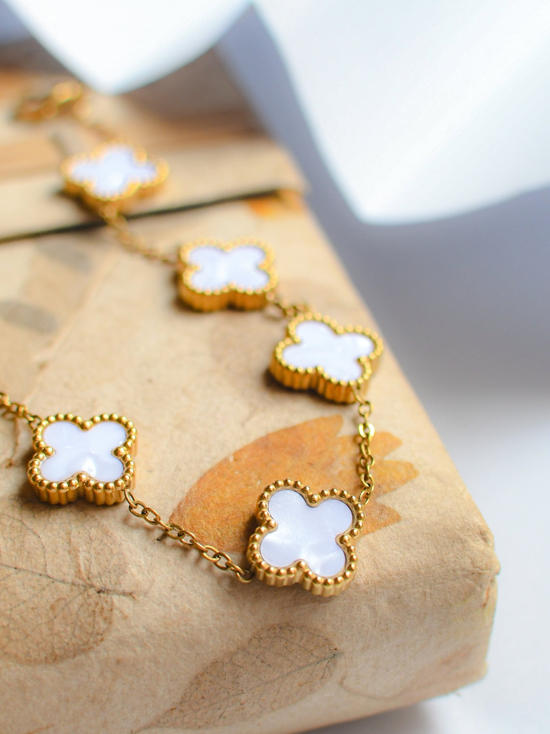 White Clover Chain Bracelet