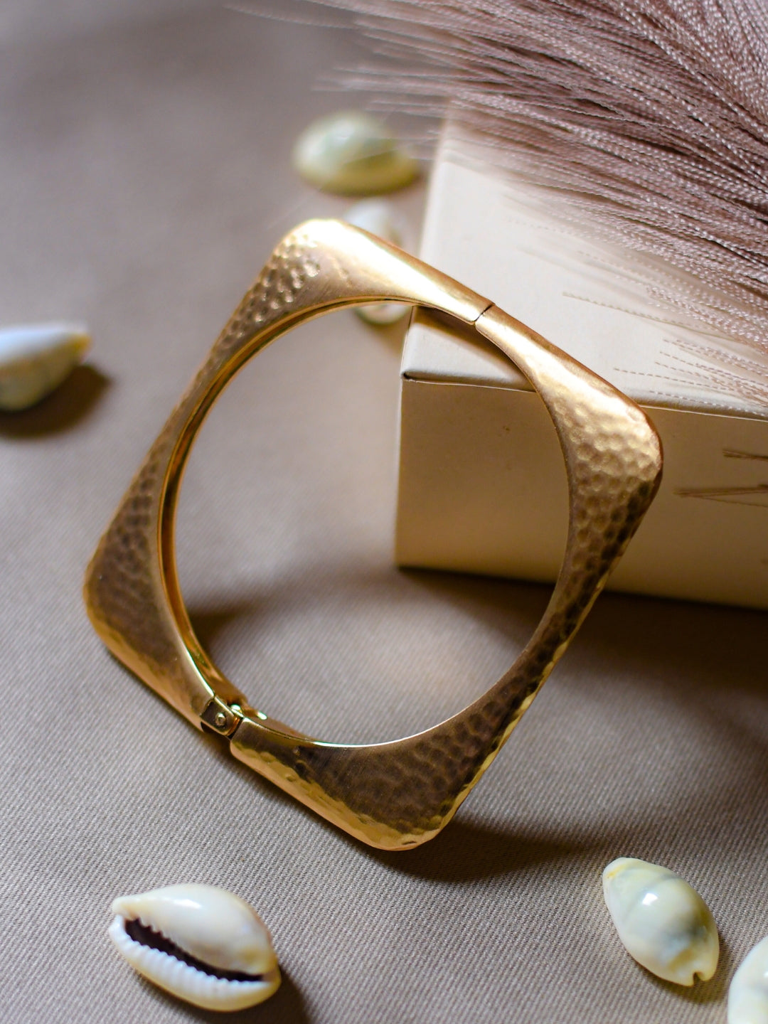 Artisanal Square Cuff – 18K Matte Gold Plated Bracelet