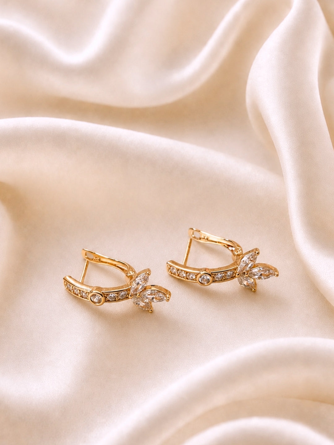Rose Gold CZ Marquise Hoop Earrings | Anti Tarnish Everyday Hoops