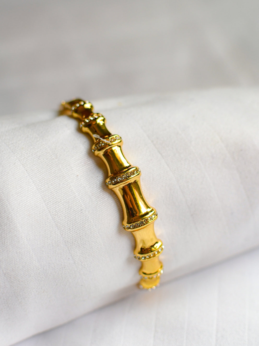 Bamboo Studded Bracelet – 18KT Gold-Plated Elegance