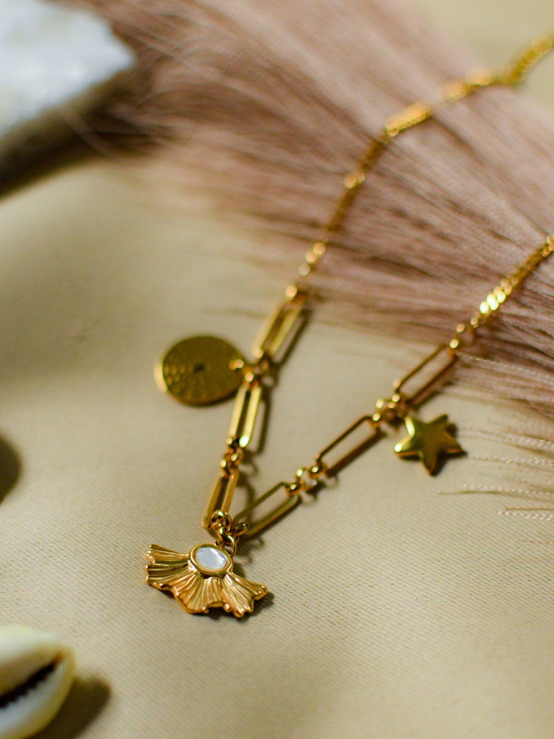 Shell Charms Gold Neckpiece – Anti-Tarnish, Adjustable, Waterproof