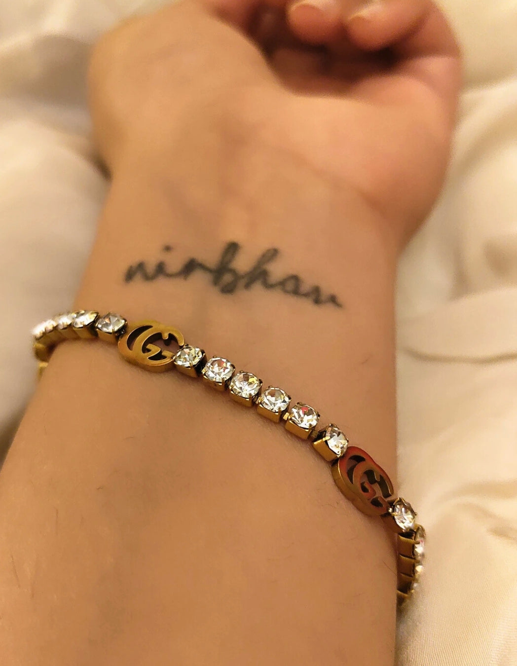 Brand inspired Fully Studded Chain Bracelet