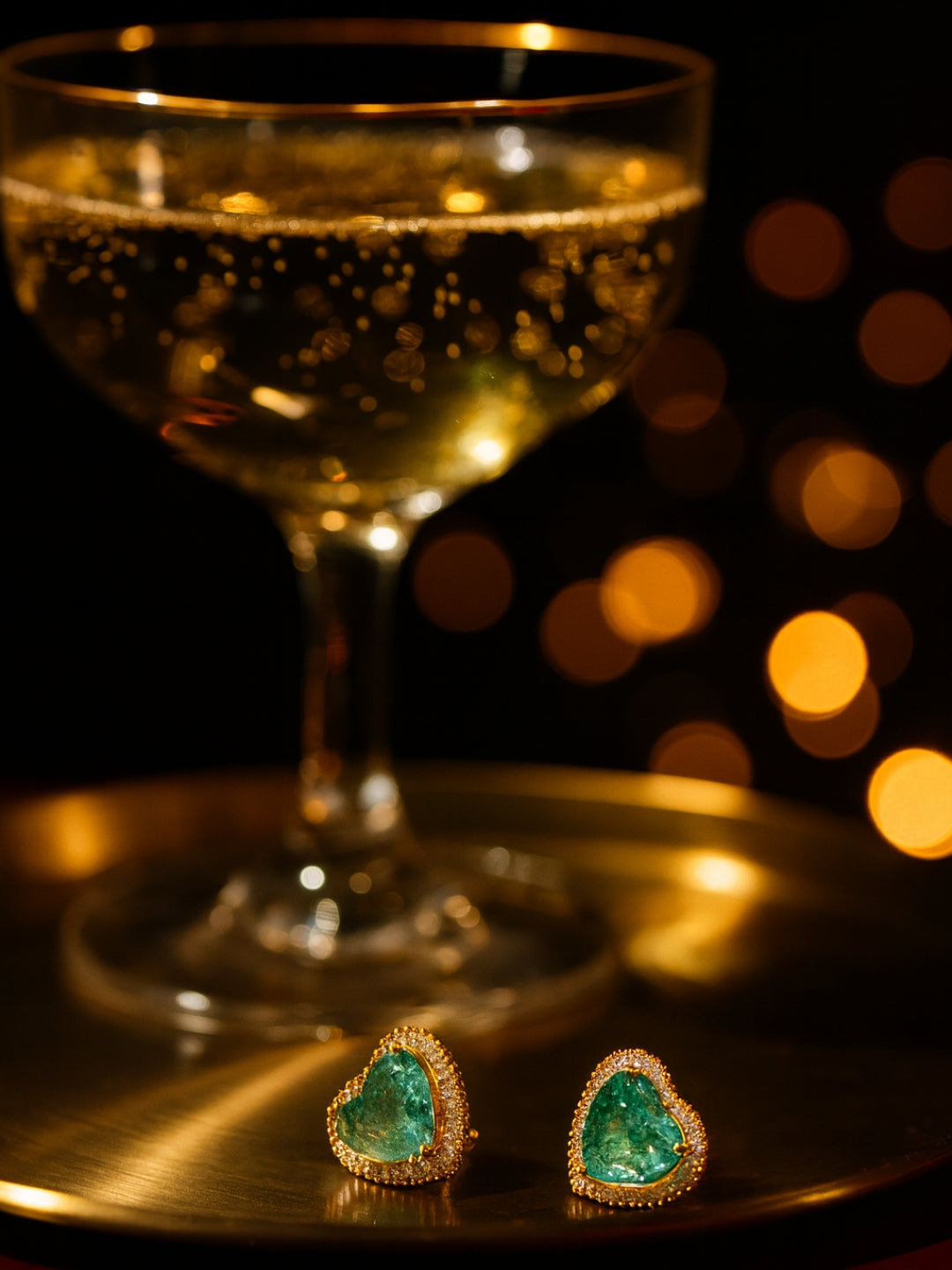 Emerald Doublet stone Heart Studs