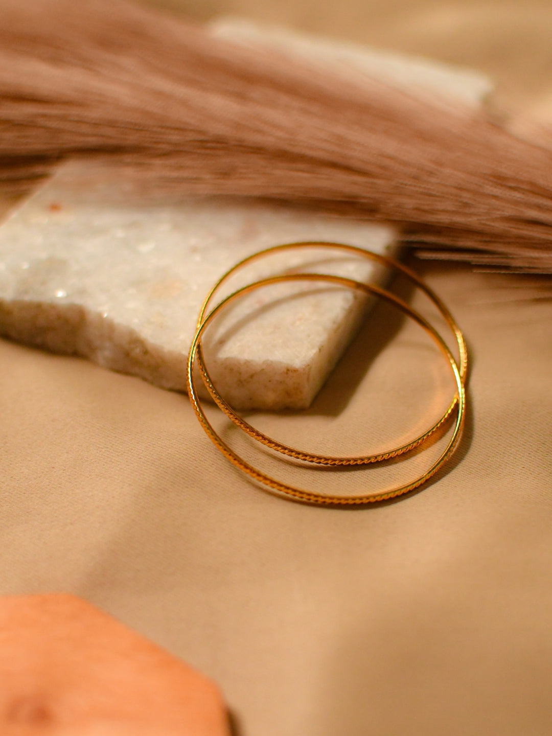Classic 18K Gold Bangles – Anti-Tarnish, Everyday Wear (Set of 2)