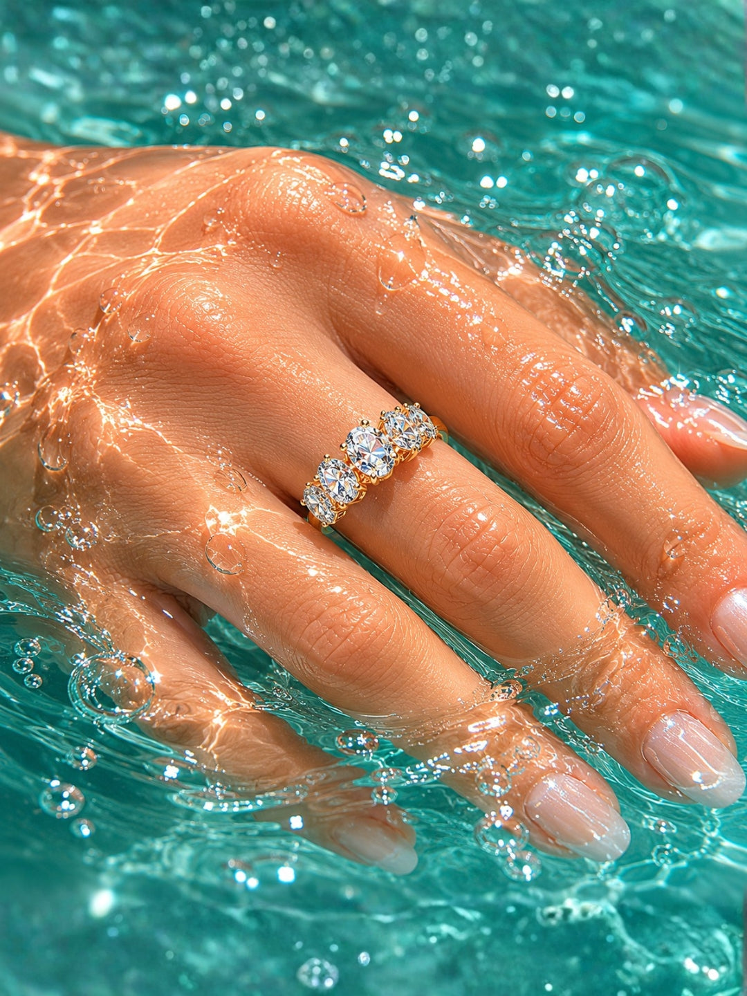 18K Rose Gold Oval Solitaire CZ Ring | Anti Tarnish Stackable