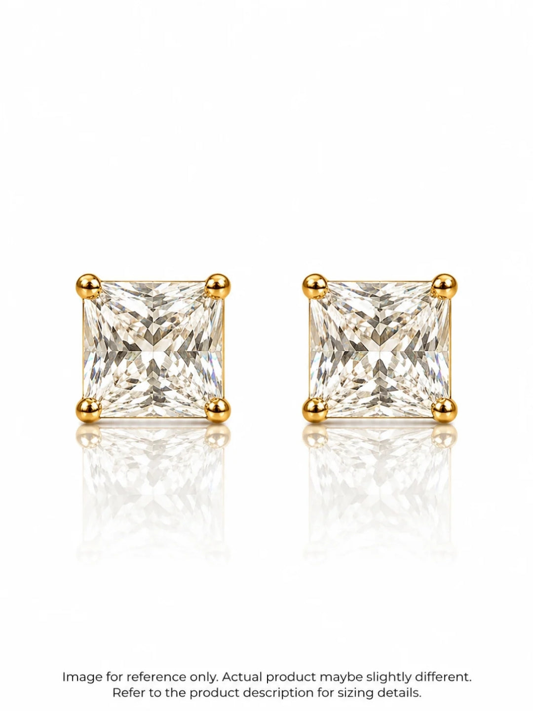 Square Solitaire Stud Earrings 6mm - 18K Rose Gold | CZ | Anti Tarnish