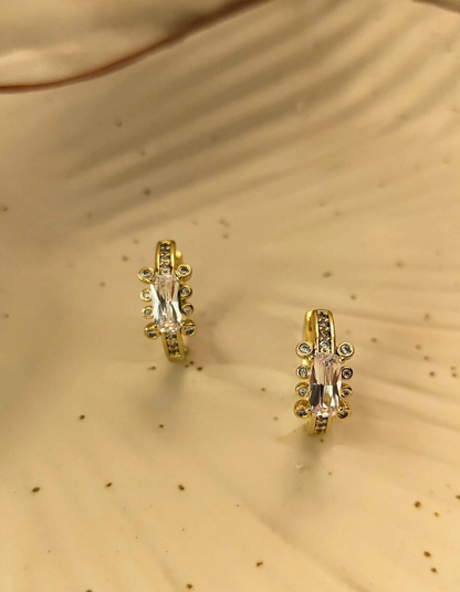 Single Stone Gold Hoops