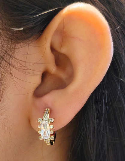 Single Stone Gold Hoops