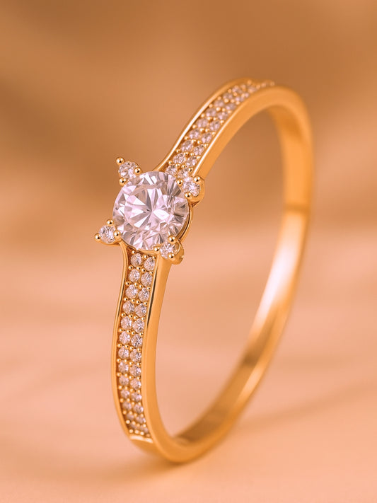 Solitaire Style RoseGold Cuff – 316L Stainless Steel, AD Stones, for Small Wrists