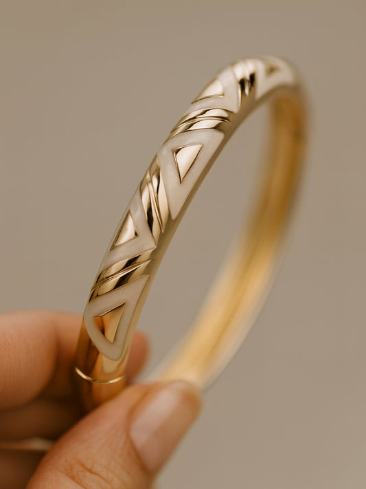 White Designer Enamel Bracelet – 18k Gold Plated, Anti-Tarnish