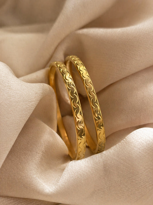 Gold CZ Curve Bangles – Anti Tarnish 18K Plated Stackable Bangles