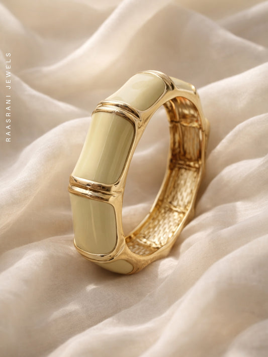 Camel Hexagon Enamel Bracelet | 18K Gold Anti-Tarnish Bangle