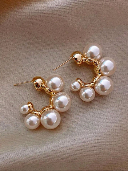 Elegant Gold Plated Pearl Half Hoop Earrings for Women