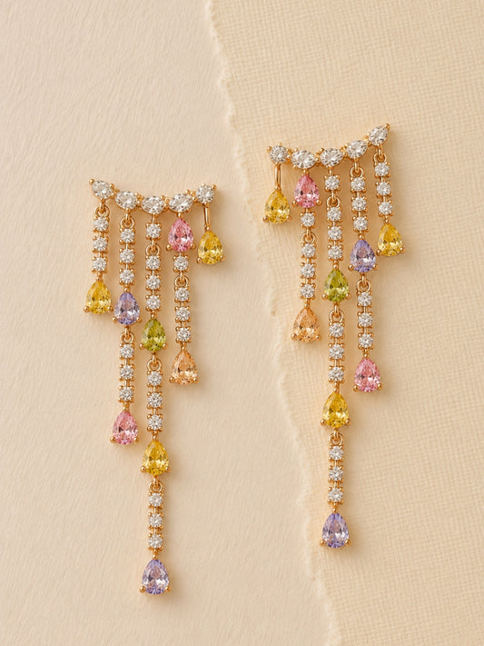 Aurora Cascade Fringe Earrings, 18K Rose Gold-Plated