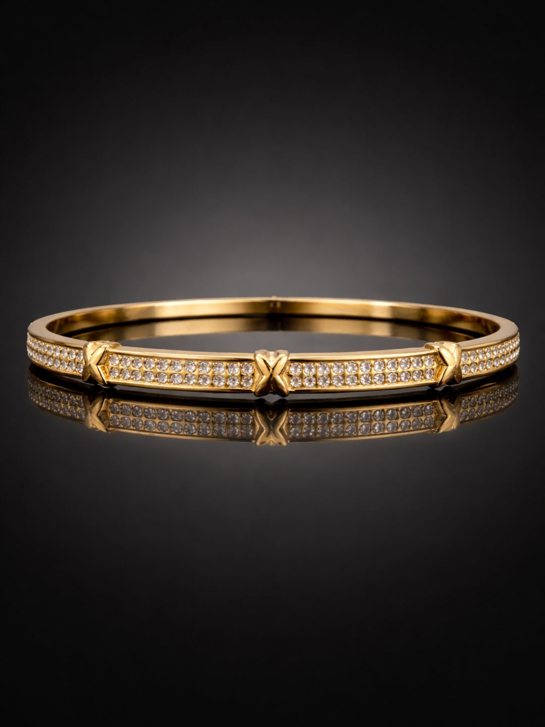 Celeste Cross Studded Gold Bracelet | Anti-Tarnish CZ Bangle
