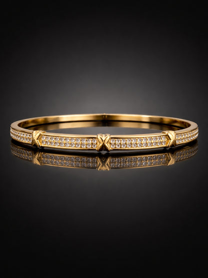 Celeste Cross Studded Gold Bracelet | Anti-Tarnish CZ Bangle