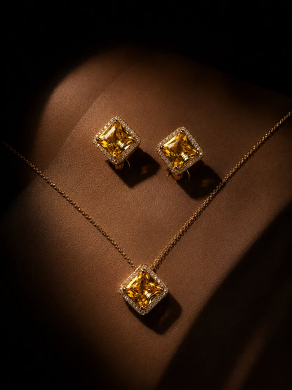 Miele Golden Halo Necklace & Earring Set, 18K Gold-Plated
