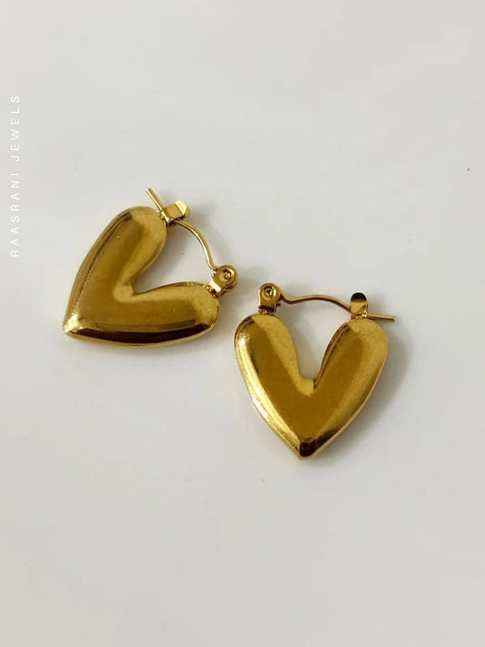 Gold Heart Hoop Earrings | 18K Gold Plated Everyday Hoops