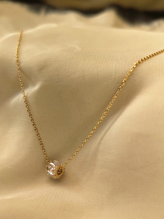 Lumière Baguette Bead Necklace – 18KT Gold Plated | Anti-Tarnish, Hypoallergenic
