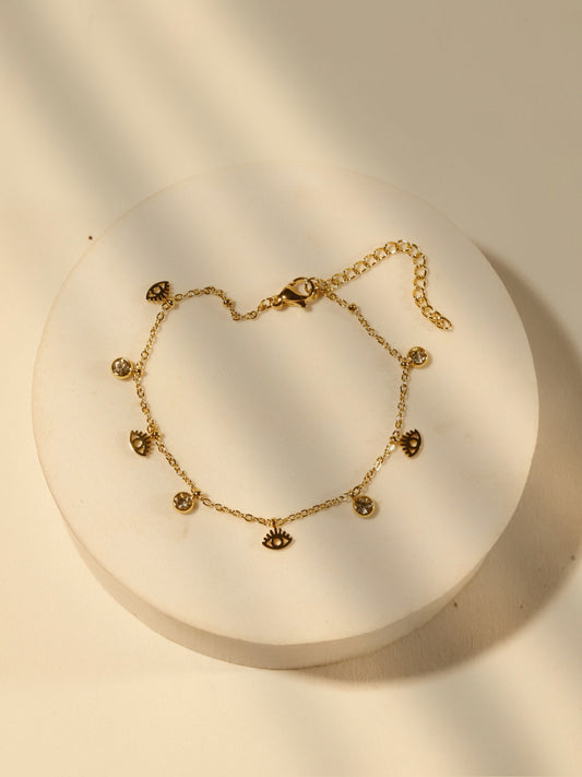 Evil Eye 18K Gold Bracelet– Anti-Tarnish & Adjustable