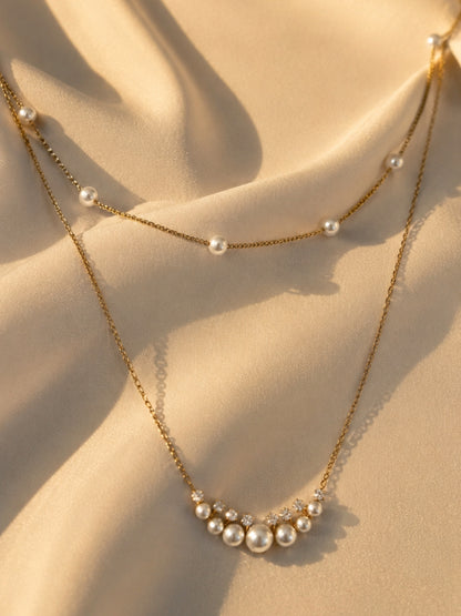 Layered Pearl Necklace Set (Set of 2) | 18K Gold Plated Stainless Steel