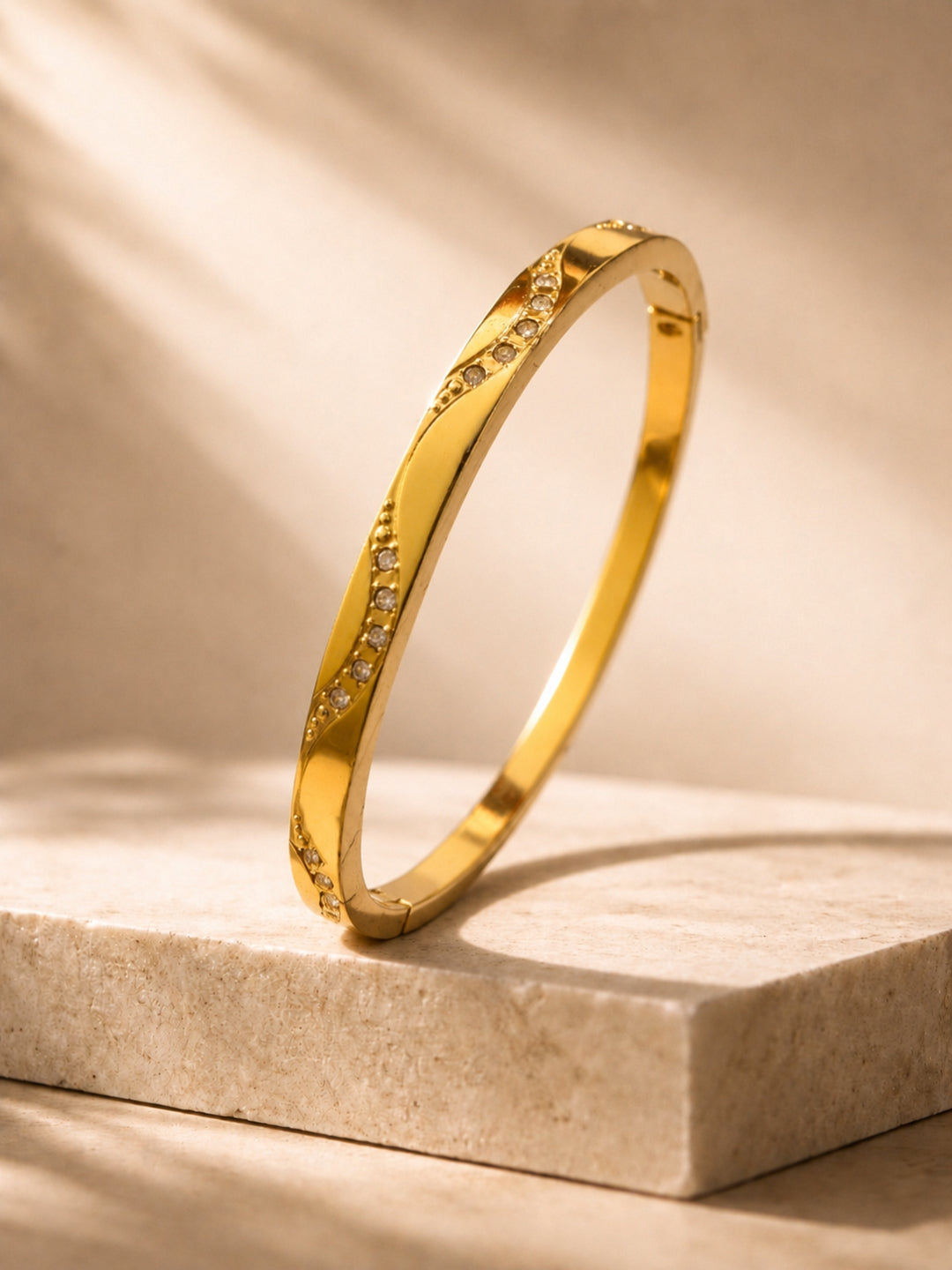 Twisted Pavé Bangle | 18K Gold Plated