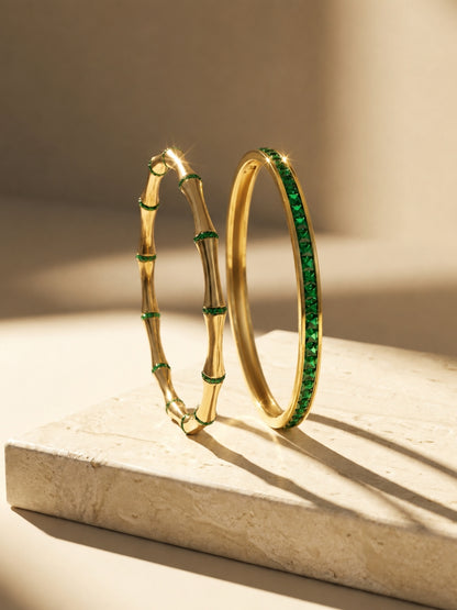 Emerald Bamboo Bracelet Stack