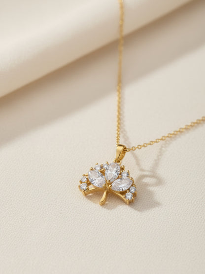 Multi-Stone Umbrella Pendant Necklace in 18K Gold | CZ Neckpiece