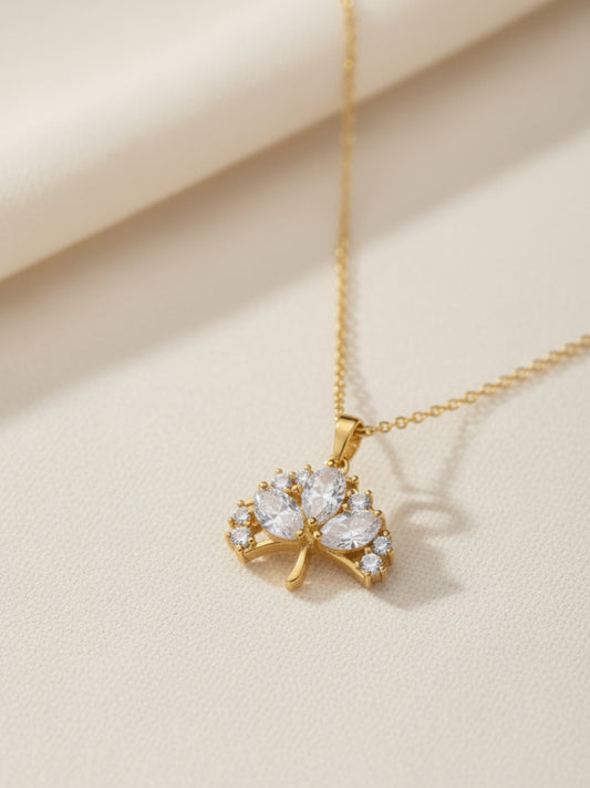 Multi-Stone Umbrella Pendant Necklace in 18K Gold | CZ Neckpiece
