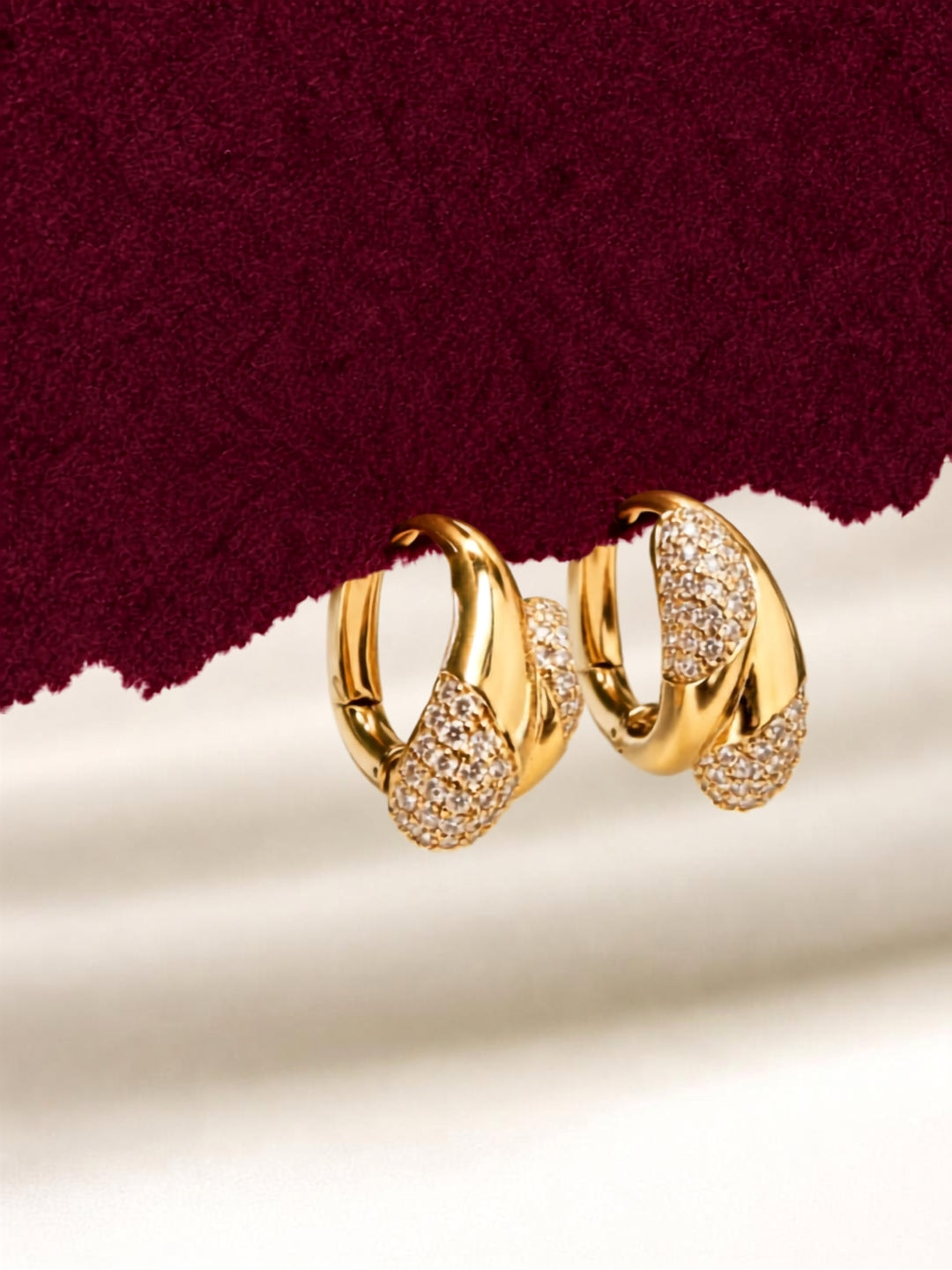 18K Gold CZ Dual Bubble Hoops, Anti-Tarnish Everyday Earrings by RaasRani