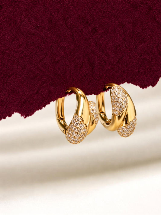 18K Gold CZ Dual Bubble Hoops | Anti-Tarnish Everyday Earrings
