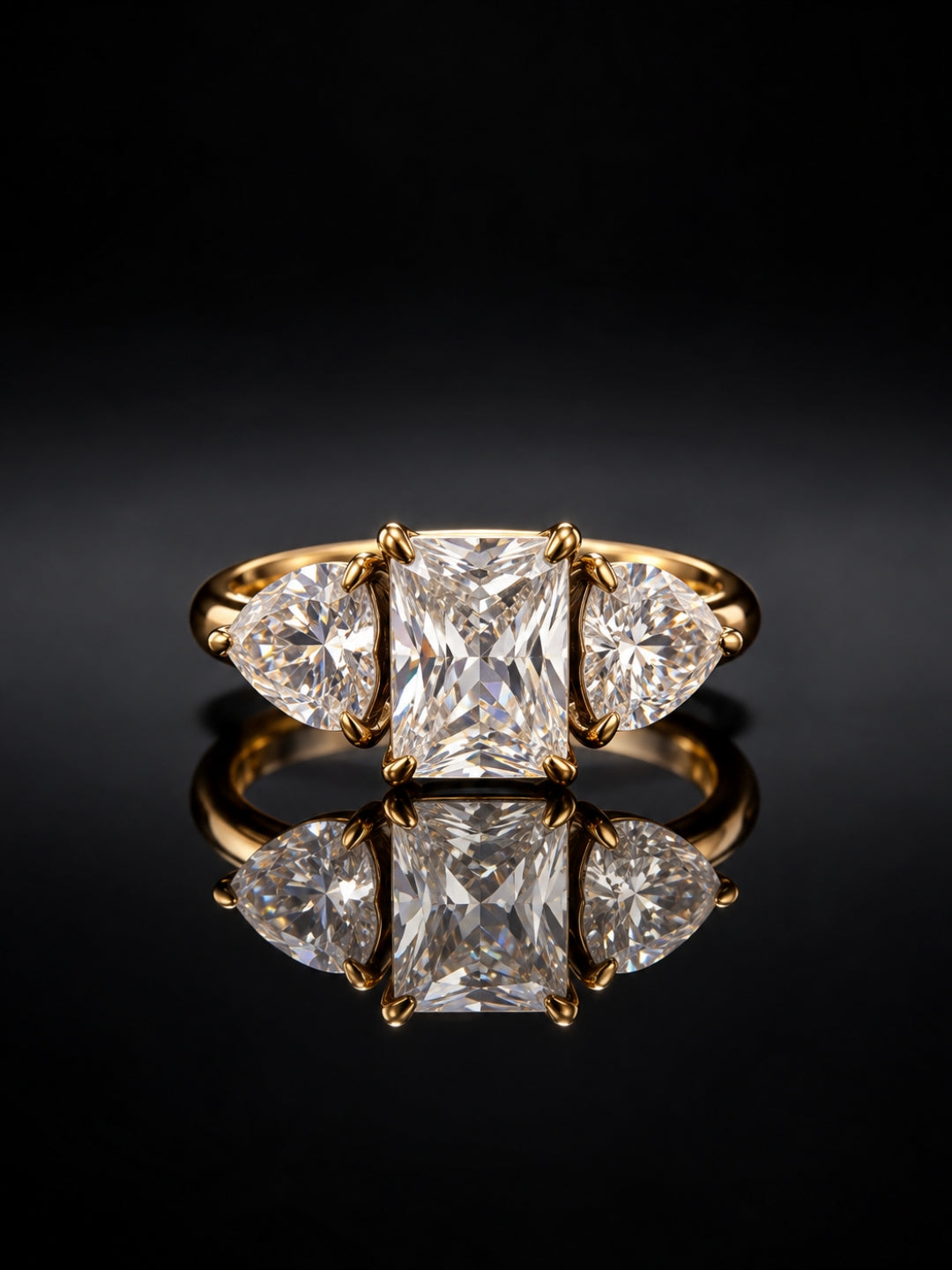 Twin Heart Pink & Clear Ring – 18K Gold Plated