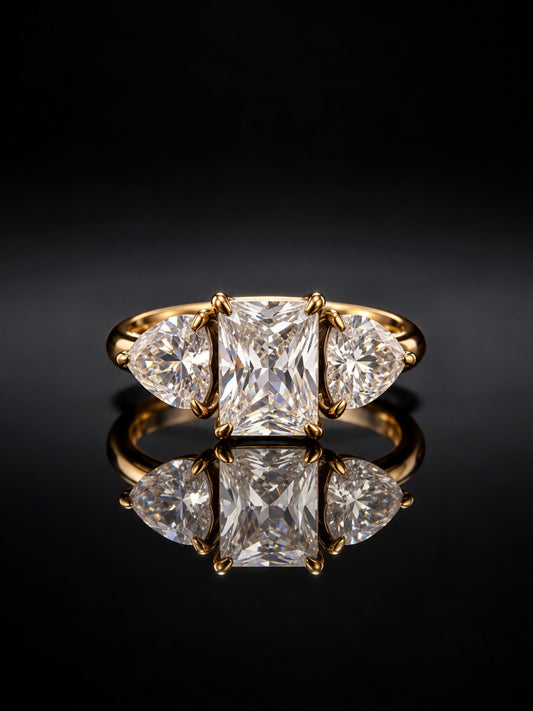 Heart & Marquise Solitaire Ring - 18kt Gold Plating