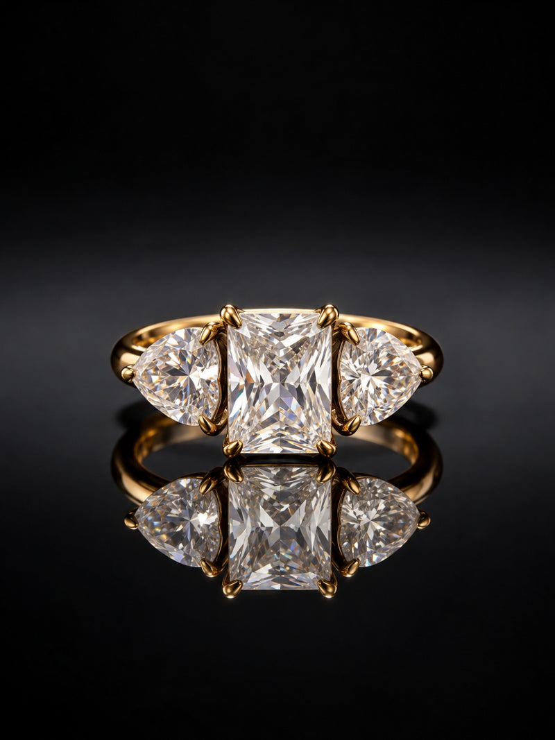 Heart & Marquise Solitaire Ring - 18kt Gold Plating