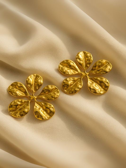 Floral Gold Stud Earrings – 18K Gold Plated, Anti-Tarnish Everyday Jewelry